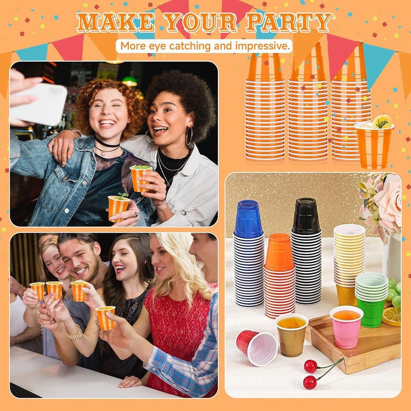 Pineburg 100Pack 2oz Plastic Shot Cups, Orange Plastic Shot Glasses, Mini Disposable Cups for Parties Carnival Birthday Weddings Party Game & Events Supplies(Orange) - Image 5